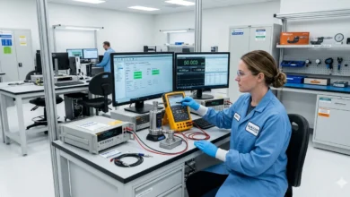 calibration process technician testing measuring instruments in laboratory