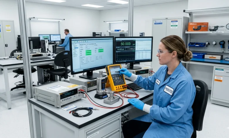 calibration process technician testing measuring instruments in laboratory