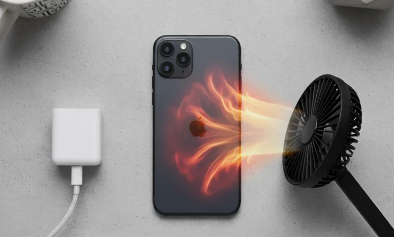 Feature image showing How To Fix iPhone 12 Overheating Issue with a hot phone on desk