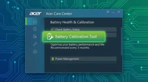 Acer Care Center battery calibration tool interface Windows 10