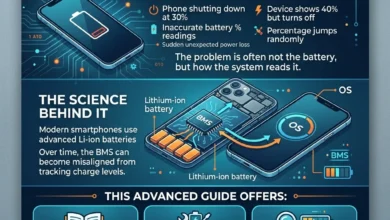 Mobile Battery Calibration & Fixes guide showing how to fix battery drain, incorrect percentage, and sudden shutdown issues on smartphones