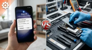 Samsung S23 screen calibration causes — comparing software update display reset versus screen repair hardware calibration differences