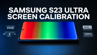 Samsung S23 Ultra screen calibration complete guide — color accuracy, Vision Booster, QHD Plus display settings and AMOLED calibration